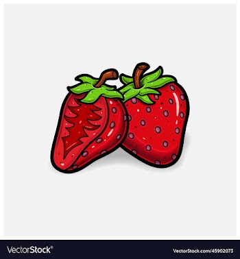 strawberry fruit cartoon with simple gradient and