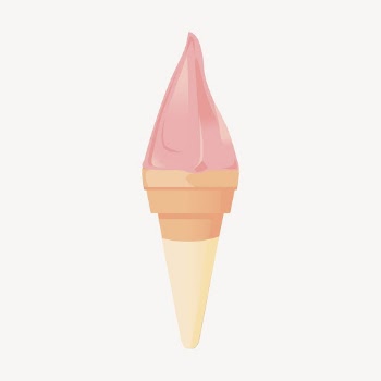 Strawberry gelato cone sticker, dessert | Free PSD - rawpixel