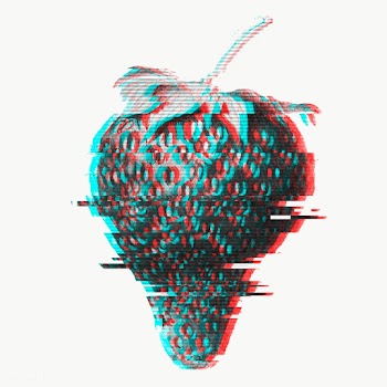 Strawberry glitch style sticker overlay  | Free  transparent png - 2343217