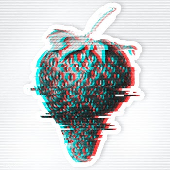Strawberry glitch style sticker overlay with a white border | Free  illustration - 2343222