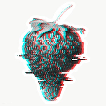 Strawberry glitch style sticker overlay with a white border | Free  transparent png - 2343220