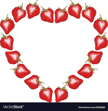 strawberry heart-shaped frame with an outline
