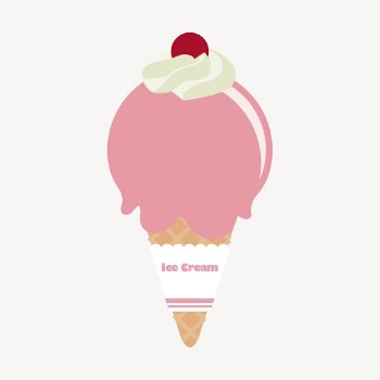 Strawberry ice-cream cone clipart, cute | Free Vector - rawpixel