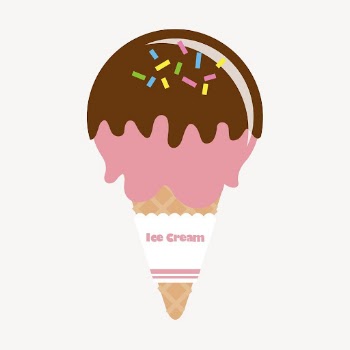Strawberry ice-cream cone collage element, | Free PSD - rawpixel