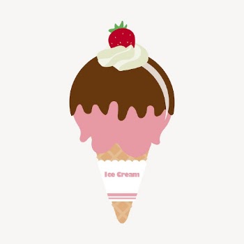 Strawberry ice-cream cone collage element, | Free PSD - rawpixel