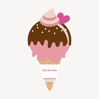 Strawberry ice-cream cone collage element, | Free PSD - rawpixel