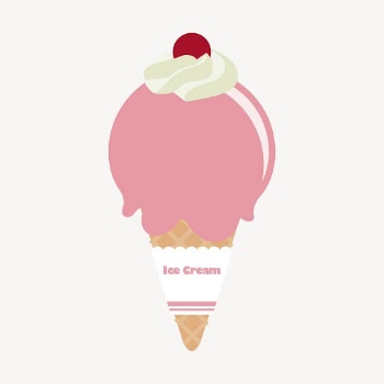 Strawberry ice-cream cone collage element, | Free PSD - rawpixel