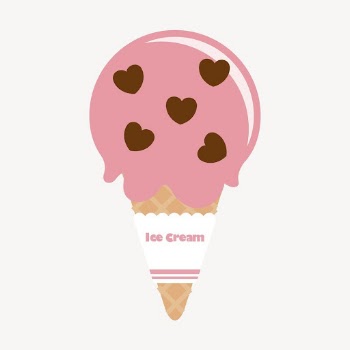 Strawberry ice-cream cone collage element, | Free PSD - rawpixel