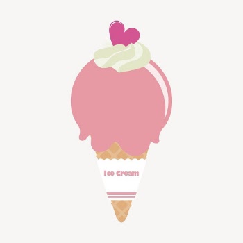 Strawberry ice-cream cone collage element, | Free PSD - rawpixel