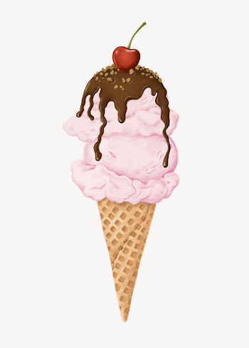 Strawberry ice-cream cone, Summer dessert | Free Photo Illustration - rawpixel