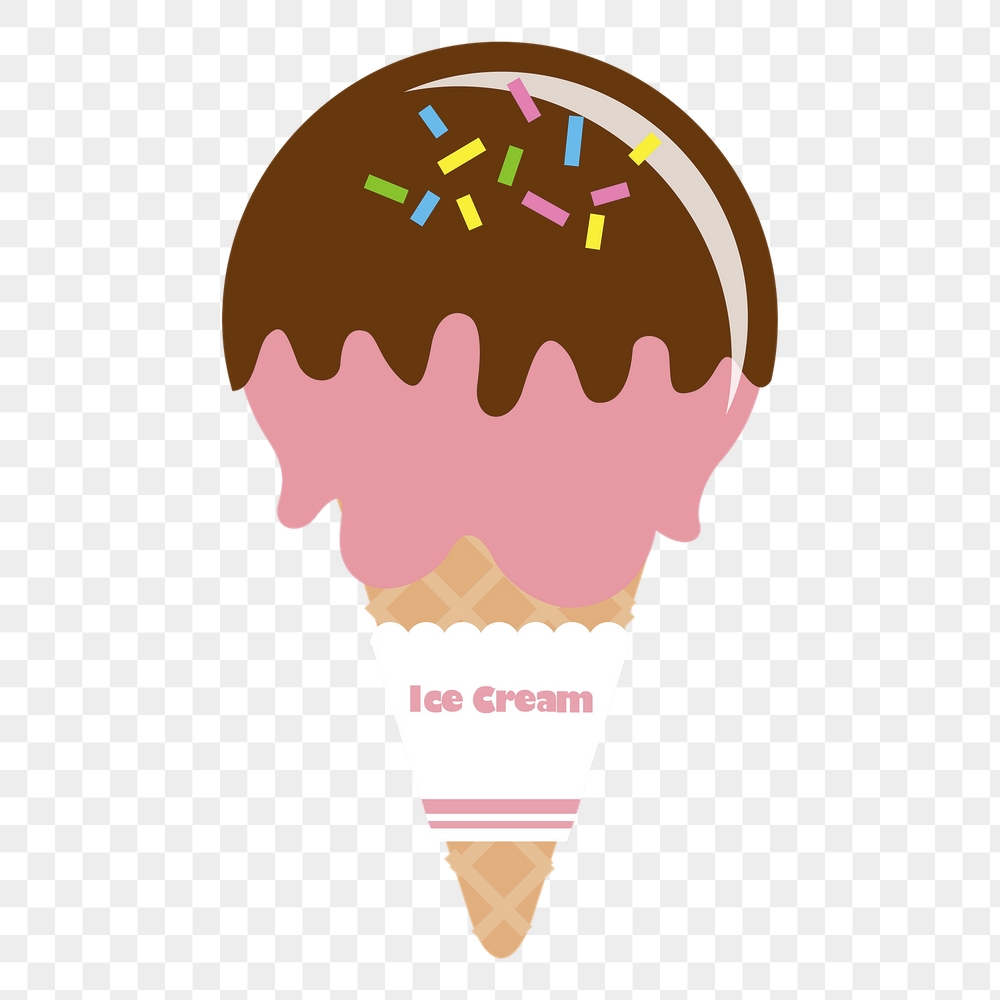 Strawberry ice-cream png cone sticker, | Free PNG - rawpixel