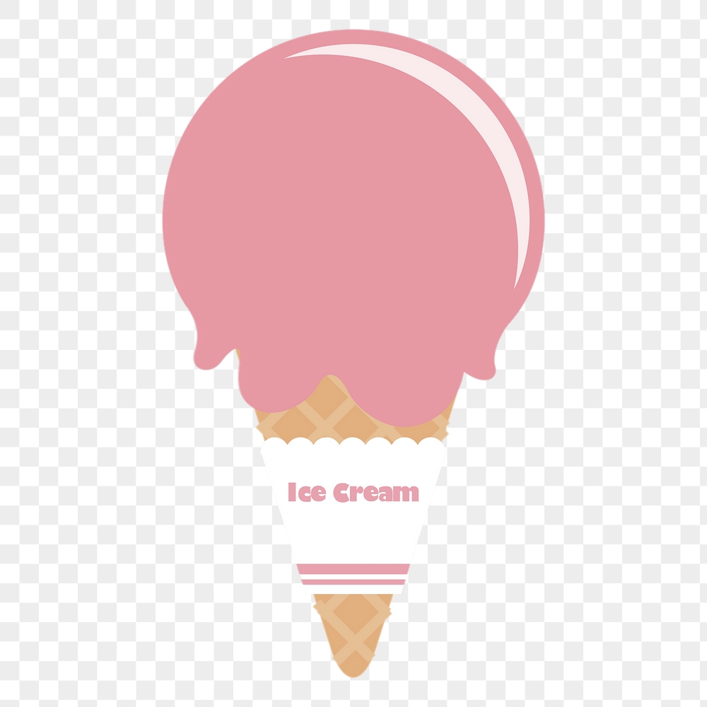 Strawberry ice-cream png cone sticker, | Free PNG - rawpixel