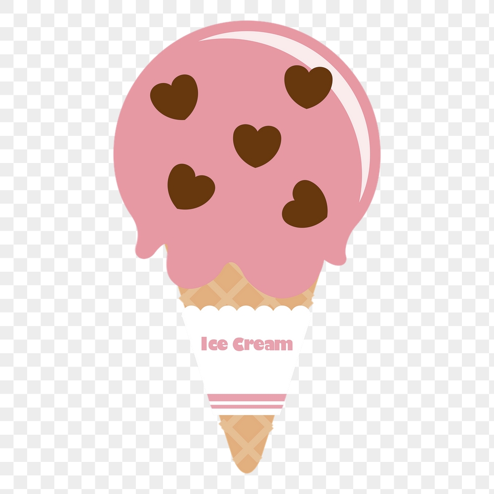 Strawberry ice-cream png cone sticker, | Free PNG - rawpixel