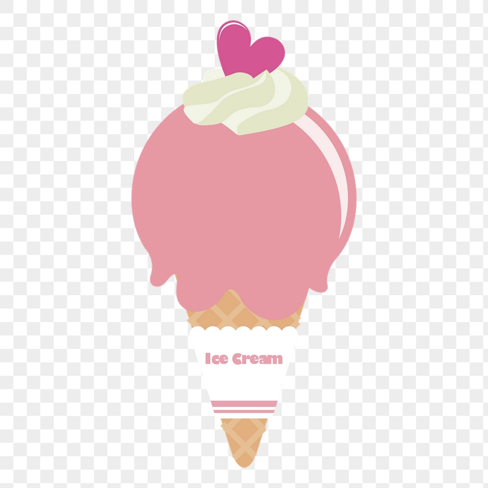 Strawberry ice-cream png cone sticker, | Free PNG - rawpixel