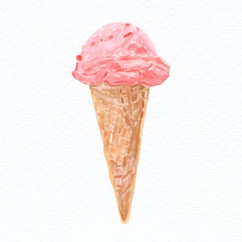 Strawberry ice cream psd hand drawn