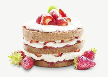 Strawberry layer cake collage element, | Free PSD - rawpixel