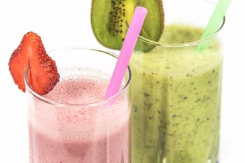 Strawberry Milkshake Beside Kiwi Shake