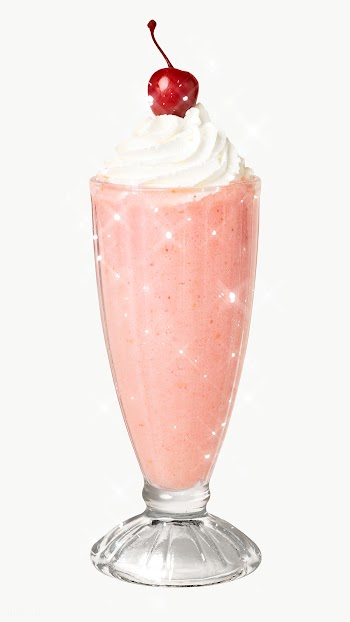 Strawberry milkshake glitter sticker overlay | Free  transparent png - 2354879
