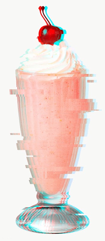 Strawberry milkshake with glitch effect design element  | Free  transparent png - 2359206