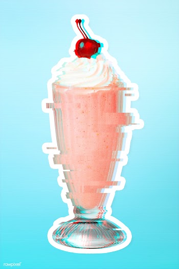 Strawberry milkshake with glitch effect sticker with white border over.. | Free  illustration - 2359143