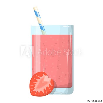 Strawberry smoothie, fresh healthy cocktail