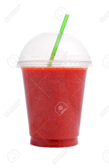 Strawberry Smoothie In Plastic Transparent Cup Isolated On White ...