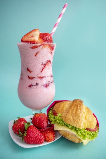 Strawberry Smoothie Near Strawberries