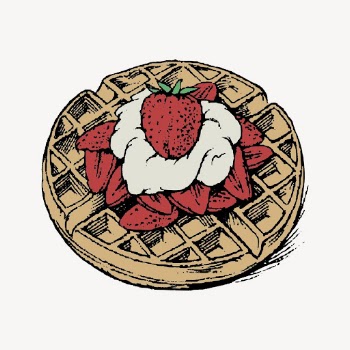 Strawberry waffle clipart, vintage dessert | Free Vector - rawpixel
