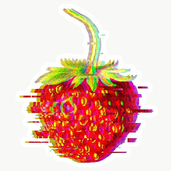 Strawberry with glitch effect sticker with white border overlay | Free  transparent png - 2350627