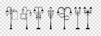 Street light Lighting, black pen simple retro street lights seven transparent background PNG clipart