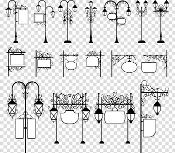 Street light Lighting, Vintage street billboard material transparent background PNG clipart