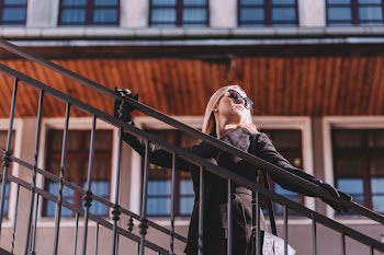 Street style shoot on stairs