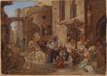 Street view in rome, 1823, | Free Photo - rawpixel