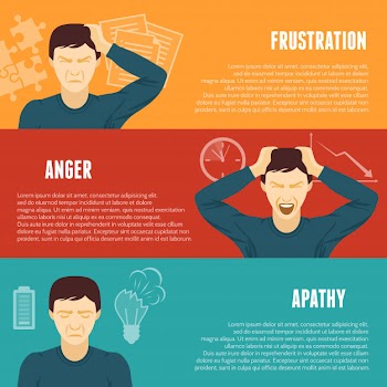 Stress concept horizontal banners set Free Vector