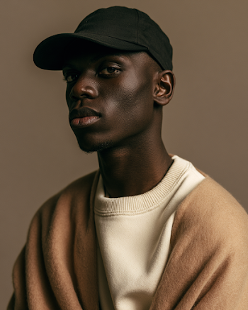 Striking Young Black Man in Modern Fashion Portrait