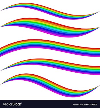 Striped rainbow waves - graphic element set vector image