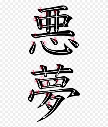 Stroke Order For 悪夢 - Japanese Word For Demon