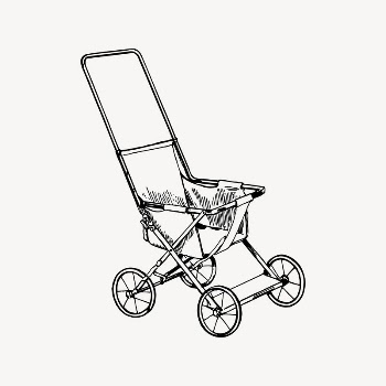 Stroller drawing, vintage illustration vector. | Free Vector Illustration - rawpixel