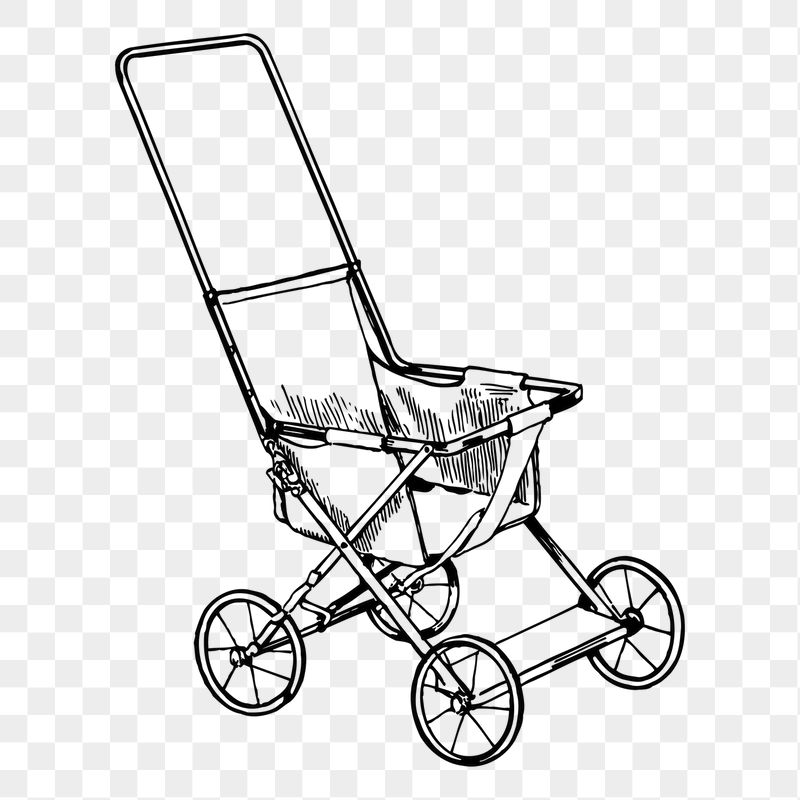 Stroller png sticker, vintage illustration, | Free PNG - rawpixel