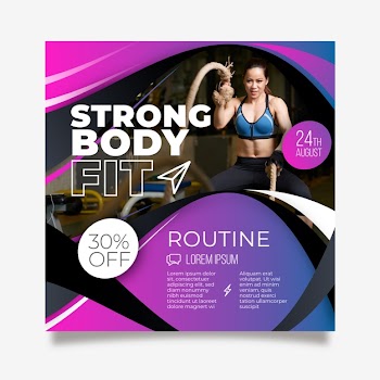 Strong body fit flyer Free Vector