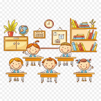 Student Cartoon Classroom Lesson - School students 