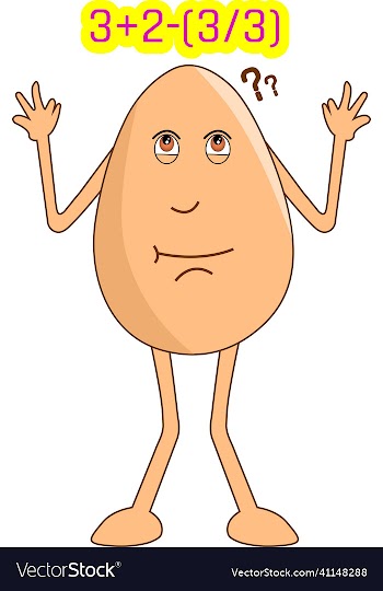 student egg cartoon doing mathematical calculation