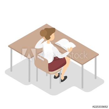 Student or pupil sitting at the desk