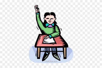 Student Raising His Hand Royalty Free Vector Clip Art - Cartoon Girl With Her Hand Up