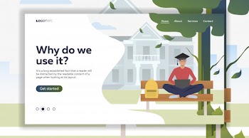 Student studying and using laptop on bench in campus park Free Vector