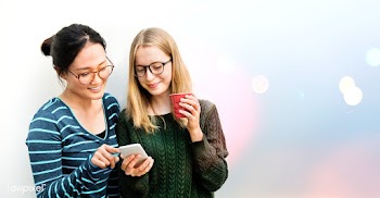 Students using a phone | Free stock psd mockup - 578979