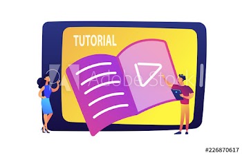 Students watching tutorial on tablet vector illustration