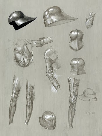 Studies of a Suit of Armor (1875) drawing in… | Free public domain illustration