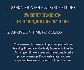 Studio Etiquette - 2. Arrive On Time — SASKATOON POLE & DANCE STUDIO