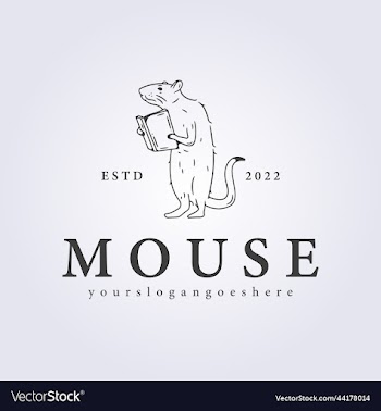studying mouse line mascot logo